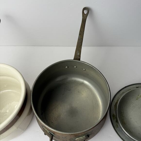 DOUBLE BOILER CERAMIC LINED COPPER BRASS VINTAGE - Picture 11 of 14